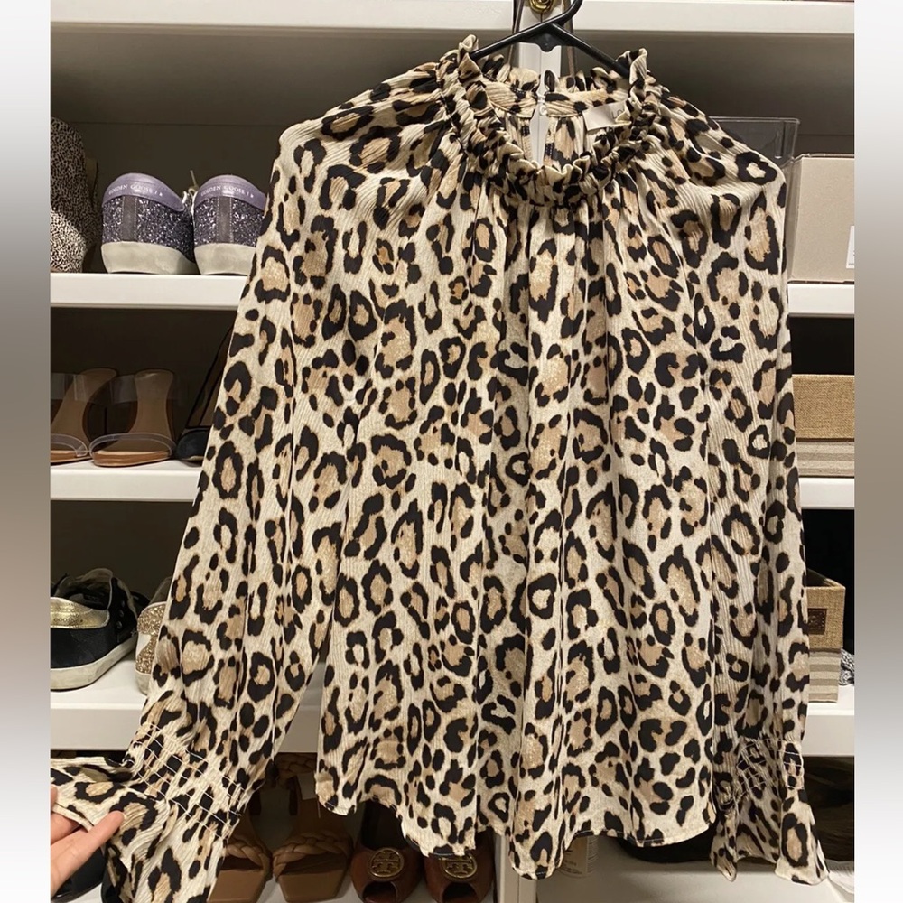 NWT Loft Leopard Blouse Sz M
